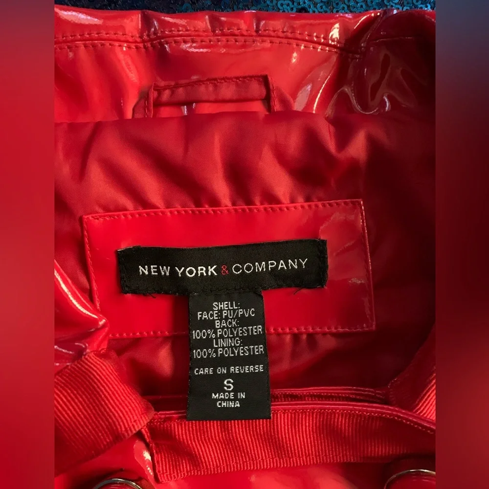 Red PVC Pea Coat - Picture 6 of 10